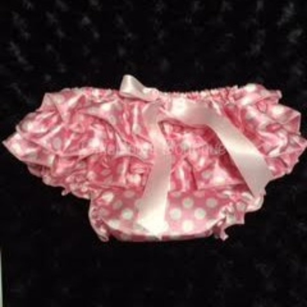 Pink Polka Dot Satin Ruffle Bloomer  (2)  BLPPD  NWT Boutique